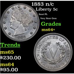 1883 n/c Liberty Nickel 5c Grades Choice+ Unc