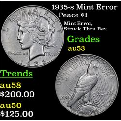 1935-s Mint Error Peace Dollar $1 Grades Select AU