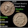 Image 1 : 1819 Coronet Head Large Cent 1c Grades vf+