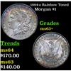 Image 1 : 1884-o Rainbow Toned Morgan Dollar $1 Grades Select+ Unc