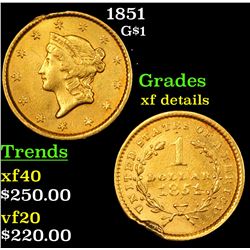 1851 Gold Dollar $1 Grades xf details