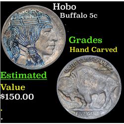 Hobo Buffalo Nickel 5c Grades Hand Carved
