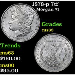 1878-p 7tf Morgan Dollar $1 Grades Select Unc