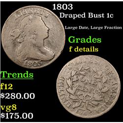 1803 Draped Bust Large Cent 1c Grades f details