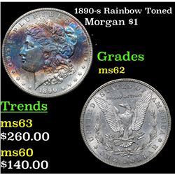 1890-s Rainbow Toned Morgan Dollar $1 Grades Select Unc