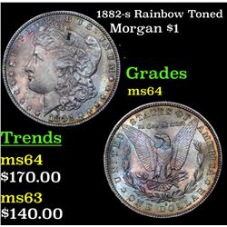 1882-s Rainbow Toned Morgan Dollar $1 Grades Choice Unc