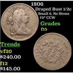 1806 Draped Bust Half Cent 1/2c Grades f+