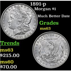 1891-p Morgan Dollar $1 Grades Select Unc