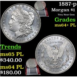 1887-p Morgan Dollar $1 Grades Choice Unc+ PL