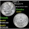 Image 1 : 1887-o Morgan Dollar $1 Grades Select+ Unc