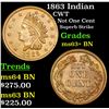 Image 1 : 1863 Indian Civil War Token 1c Grades Select+ Unc BN