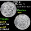 Image 1 : 1892-p Morgan Dollar $1 Grades Select Unc