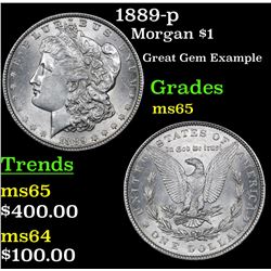 1889-p Morgan Dollar $1 Grades GEM Unc