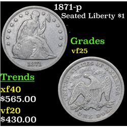 1871-p Seated Liberty Dollar $1 Grades vf+