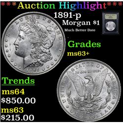 ***Auction Highlight*** 1891-p Morgan Dollar $1 Graded Select+ Unc By USCG (fc)