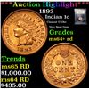 Image 1 : ***Auction Highlight*** 1893 Indian Cent 1c Graded Choice+ Unc RD By USCG (fc)