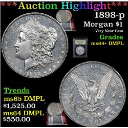 ***Auction Highlight*** 1898-p Morgan Dollar $1 Graded Choice Unc+ DMPL By USCG (fc)