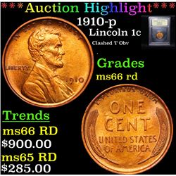 ***Auction Highlight*** 1910-p Lincoln Cent 1c Graded GEM+ Unc RD By USCG (fc)