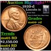Image 1 : ***Auction Highlight*** 1920-d Lincoln Cent 1c Graded Choice+ Unc RD By USCG (fc)
