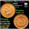 Image 1 : ***Auction Highlight*** 1902 Indian Cent 1c Graded Gem+ Unc RD By USCG (fc)