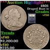 Image 1 : ***Auction Highlight*** 1801 Draped Bust Large Cent 1c Graded vf++ By USCG (fc)