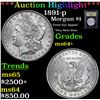 Image 1 : ***Auction Highlight*** 1891-p Morgan Dollar $1 Graded Choice+ Unc By USCG (fc)
