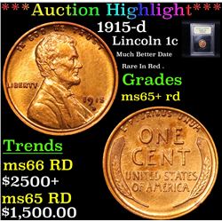 ***Auction Highlight*** 1915-d Lincoln Cent 1c Graded Gem+ Unc RD By USCG (fc)