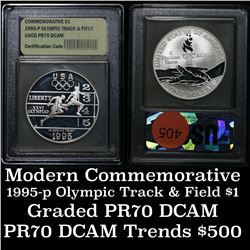 1995-P Olympics Track & Field . . Proof Commem Half Dollar 50c Graded GEM++ Proof Deep Cameo By USCG