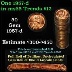 Full roll of 1957-d Lincoln Cents 1c Uncirculated Condition . .