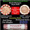 Image 1 : Mixed small cents 1c orig shotgun roll, 1919-s Wheat Cent, 1897 Indian Cent other end
