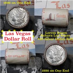 ***Auction Highlight*** Full Morgan/Peace Sahara Hotel silver $1 roll $20, 1896 & 1886 ends (fc)