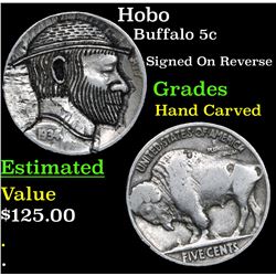 Hobo Buffalo Nickel 5c Grades Hand Carved