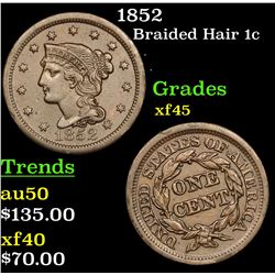 1852 Braided Hair Large Cent 1c Grades xf+