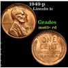 Image 1 : 1949-p Lincoln Cent 1c Grades Select+ Unc RD