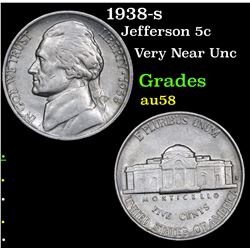 1938-s Jefferson Nickel 5c Grades Choice AU/BU Slider