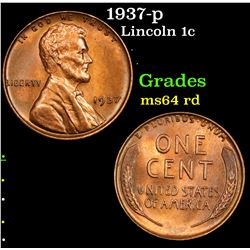 1937-p Lincoln Cent 1c Grades Choice Unc RD