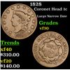 Image 1 : 1828 Coronet Head Large Cent 1c Grades vf++