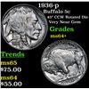 Image 1 : 1936-p Buffalo Nickel 5c Grades Choice+ Unc