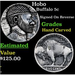 Hobo Buffalo Nickel 5c Grades Hand Carved