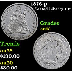 1876-p Seated Liberty Dime 10c Grades Select AU