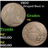 Image 1 : 1802 Draped Bust Large Cent 1c Grades ag