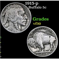 1915-p Buffalo Nickel 5c Grades vf++