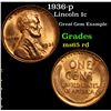Image 1 : 1936-p Lincoln Cent 1c Grades GEM Unc RD