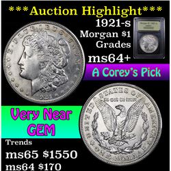 ***Auction Highlight*** 1921-s Morgan Dollar $1 Graded Choice+ Unc By USCG (fc)