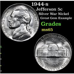 1944-s Jefferson Nickel 5c Grades GEM Unc