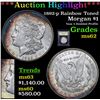 Image 1 : ***Auction Highlight*** 1892-p Rainbow Toned Morgan Dollar $1 Graded Select Unc By USCG (fc)