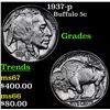 Image 1 : 1937-p Buffalo Nickel 5c Grades GEM++ Unc