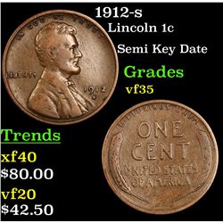 1912-s Lincoln Cent 1c Grades vf++