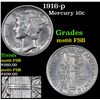 Image 1 : 1916-p Mercury Dime 10c Grades GEM+ FSB