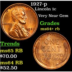 1927-p Lincoln Cent 1c Grades Choice+ Unc RB